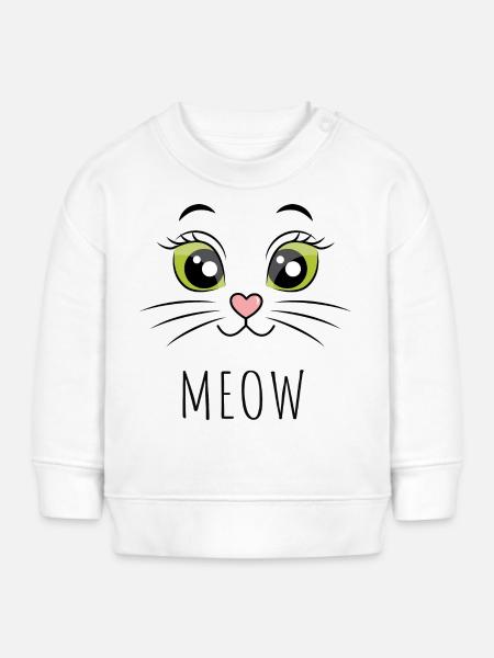 Meow Katze Augen Grün - Baby Organic Sweatshirt Baby Changer von Stanley/Stella - Weiß