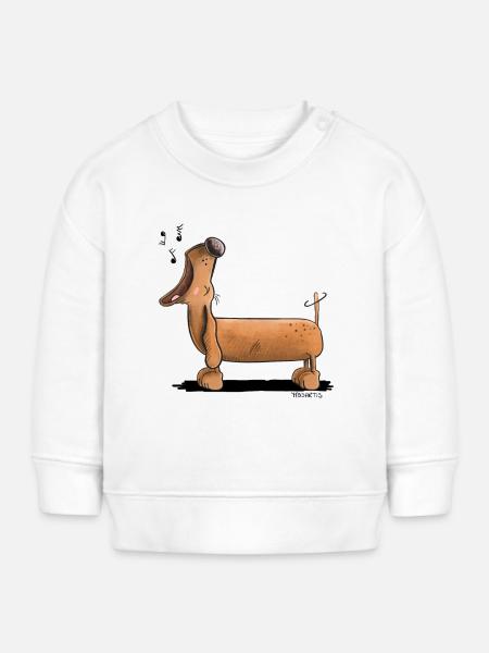 Jaulender Dackel - Dachshund - Comic - Baby Organic Sweatshirt Baby Changer von Stanley/Stella - Weiß