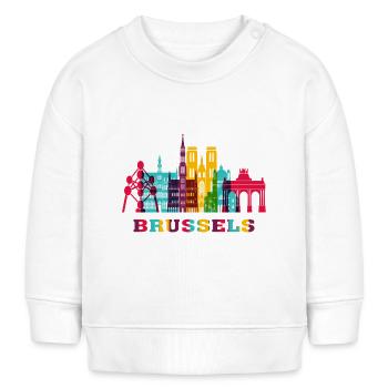 Bruxelles ville Skyline Belgique Landmark - Sweat bébé bio Stanley/Stella - blanc - Devant