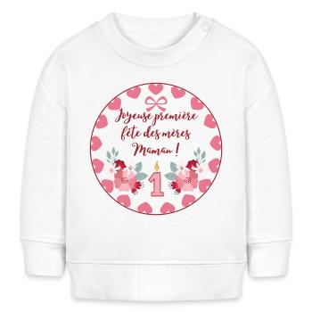 Première fête des mères. Bonne fête maman. - Sweat bébé bio Stanley/Stella - blanc - Devant