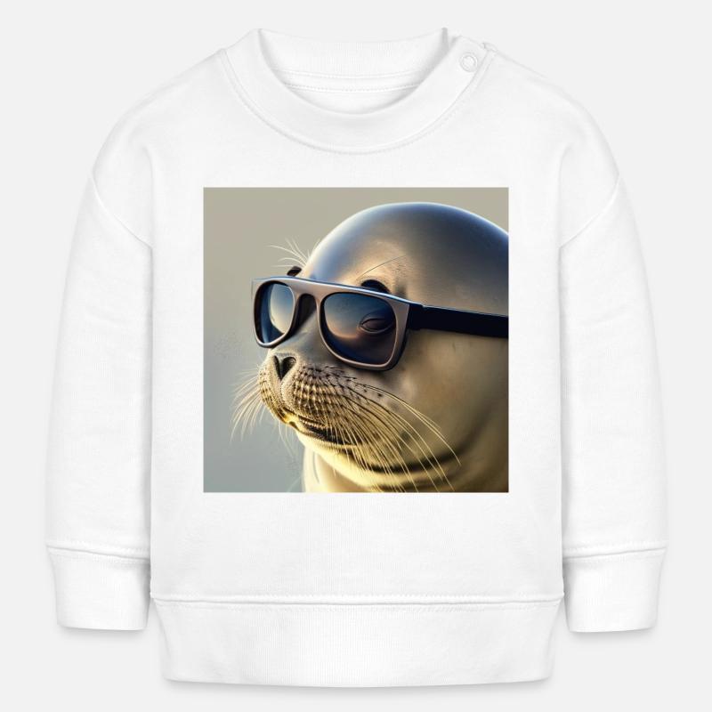 Scellé avec des lunettes de soleil - Sweat bébé bio Stanley/Stella - blanc
