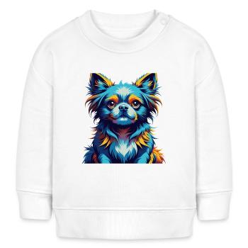 Chien impérial chinois race dessin animé coloré Kawaii - Sweat bébé bio Stanley/Stella - blanc - Devant