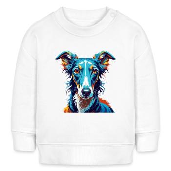 Lévrier polonais Chien race Coloré Dessin animé Kawaii - Sweat bébé bio Stanley/Stella - blanc - Devant