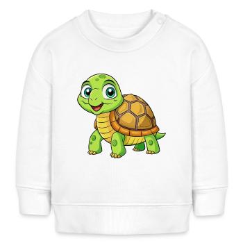 Schildkröte Niedliche Zeichentrickfigur Kawaii Clipart - Baby Organic Sweatshirt Baby Changer von Stanley/Stella - Weiß - Vorne