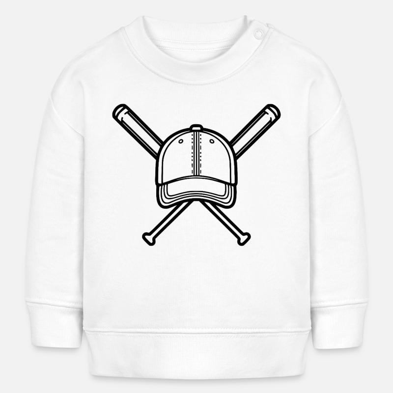 Joueur de baseball Baseball Artwork - Sweat bébé bio Stanley/Stella - blanc