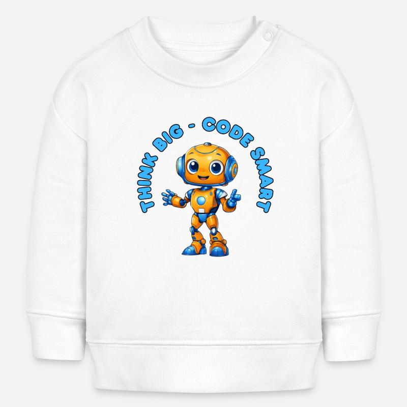Roboter - Think big, Code Smart  - Baby Organic Sweatshirt Baby Changer von Stanley/Stella - Weiß