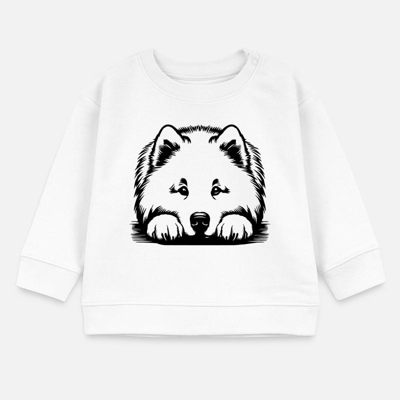 Samojede Kopf mit Pfoten Baby Organic Sweatshirt Baby Changer von Stanley/Stella