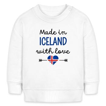 Fabriqué en Islande avec amour – Vêtements pour bébé - Sweat bébé bio Stanley/Stella - blanc - Devant