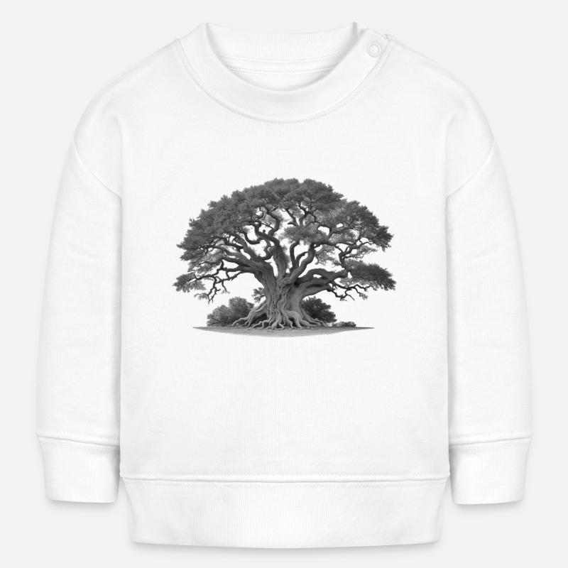 Old tree oak with roots and many branches - Baby Sweatshirt by Stanley/Stella - white