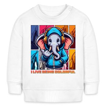 I live being colorful - Baby Organic Sweatshirt Baby Changer von Stanley/Stella - Weiß - Vorne