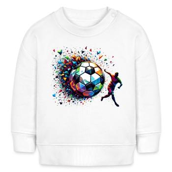 dynamischer Fußballspieler spielt Fußball - Baby Organic Sweatshirt Baby Changer von Stanley/Stella - Weiß - Vorne