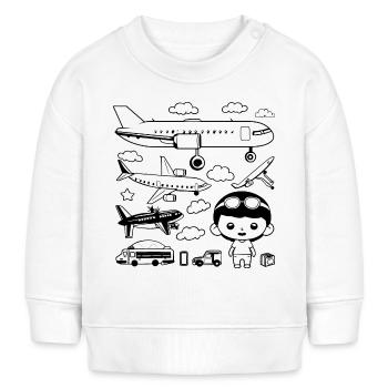 Avions de dessins animés - Sweat bébé bio Stanley/Stella - blanc - Devant