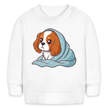 Beagle emmitouflé bleu - Sweat bébé bio Stanley/Stella - blanc - Devant