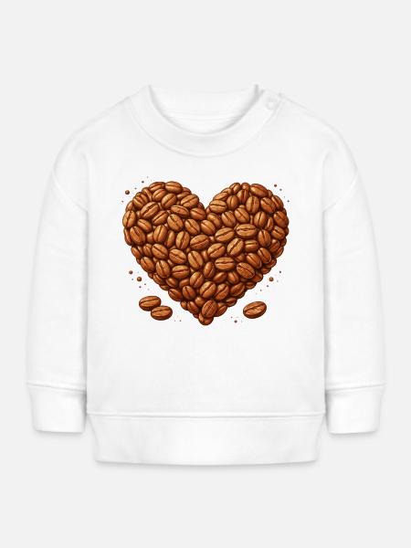 Herz aus Kaffeebohnen Illustration - Baby Organic Sweatshirt Baby Changer von Stanley/Stella - Weiß