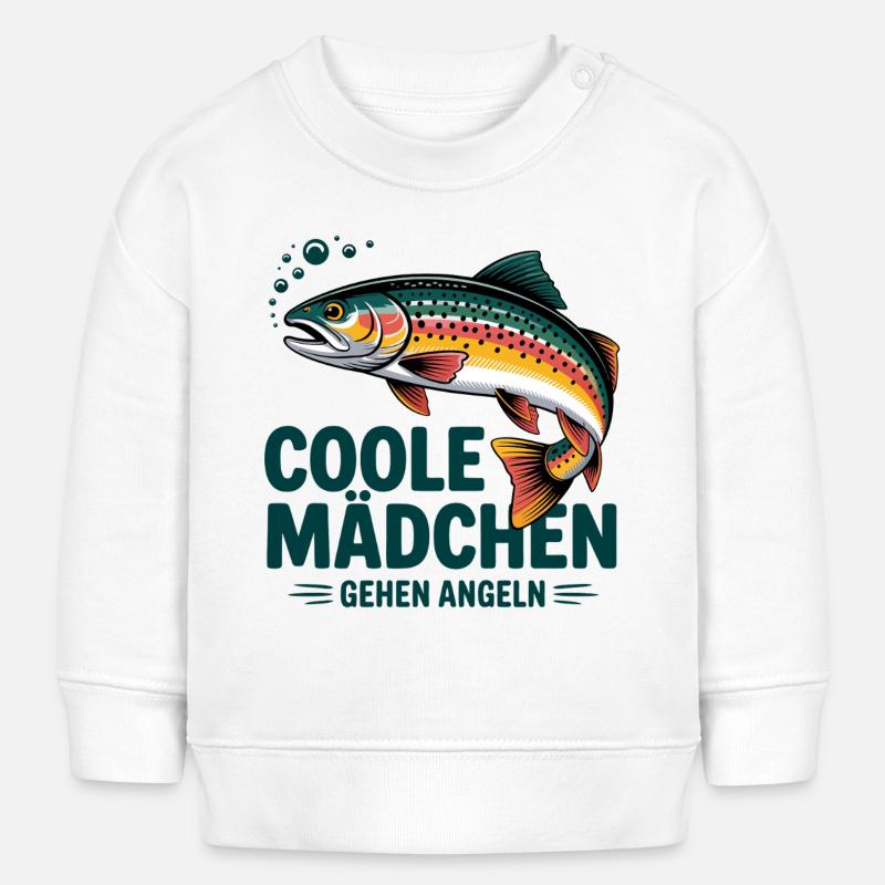 Les filles cool vont pêcher - Sweat bébé bio Stanley/Stella - blanc