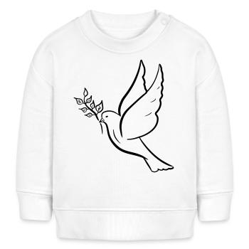 Friedenstaube, hand gezeichnet. Friedenssymbol - Baby Organic Sweatshirt Baby Changer von Stanley/Stella - Weiß - Vorne