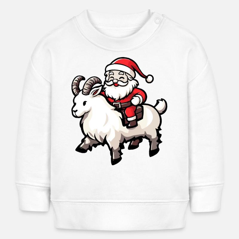 Chèvre de montagne Père Noël dessin animé - Sweat bébé bio Stanley/Stella - blanc