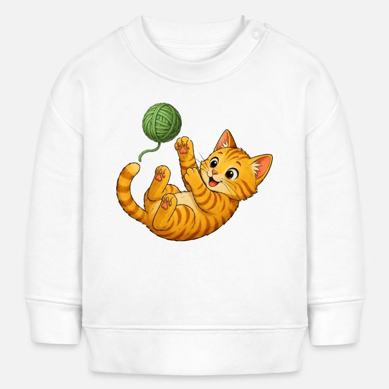 Chaton jouant avec la laine - Sweat bébé bio Stanley/Stella - blanc