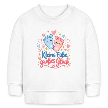 Kleine Füße, großes Glück - Baby Organic Sweatshirt Baby Changer von Stanley/Stella - Weiß - Vorne