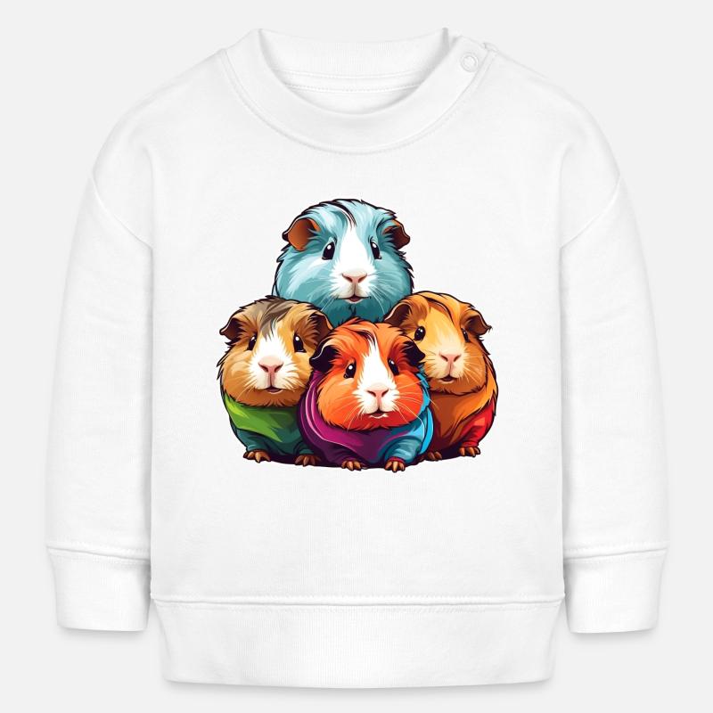 Quatre mignons cochons d’Inde - Sweat bébé bio Stanley/Stella - blanc