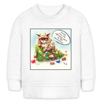 Katze im Weihnachtsstress | Cat’s Xmas trouble - Baby Organic Sweatshirt Baby Changer von Stanley/Stella - Weiß - Vorne