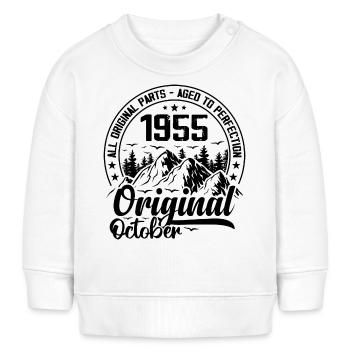 1955 Oktober Original 69 Jahre altes Geburtstagsgeschenk - Baby Organic Sweatshirt Baby Changer von Stanley/Stella - Weiß - Vorne