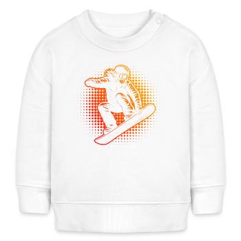 Snowboardeur rouge flamboyant dans le saut - Sweat bébé bio Stanley/Stella - blanc - Devant