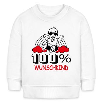 100% ein Wunschkind Babysprüche Regenbogen - Baby Organic Sweatshirt Baby Changer von Stanley/Stella - Weiß - Vorne