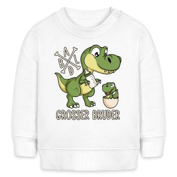 Dinosaurier Baby Dino Ei Lustig Bald Großer Bruder - Baby Organic Sweatshirt Baby Changer von Stanley/Stella - Weiß - Vorne