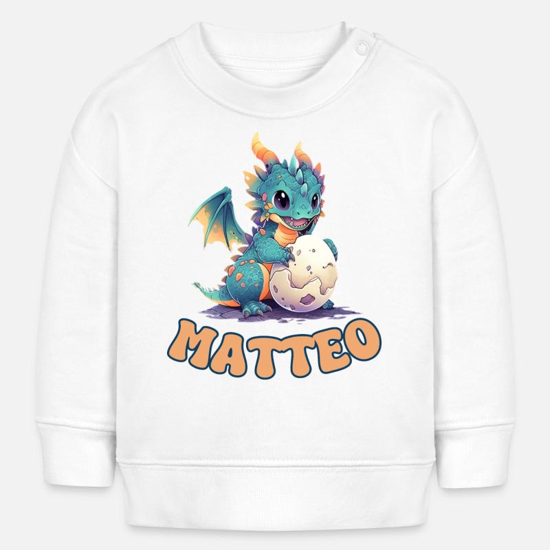 Matteo - Nom - Dragon - Sweat bébé bio Stanley/Stella - blanc