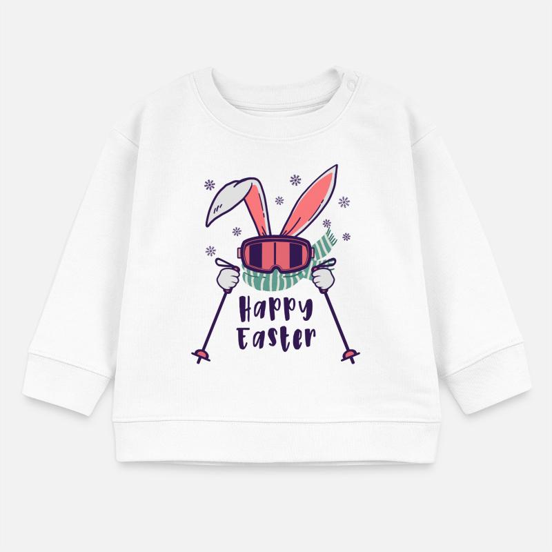 Happy Easter from Skiing Rabbit with ski poles Baby Organic Sweatshirt Baby Changer von Stanley/Stella