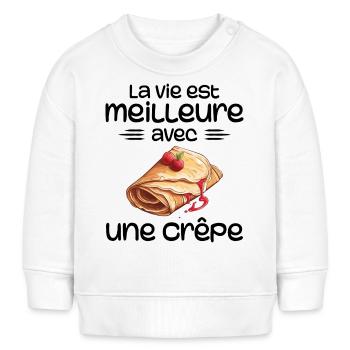 Crêpes Bretagne humour crêpe - Sweat bébé bio Stanley/Stella - blanc - Devant