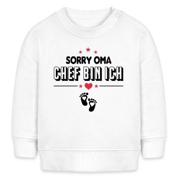 Oma Chef bin ich Baby Sprüche - Baby Organic Sweatshirt Baby Changer von Stanley/Stella - Weiß - Vorne