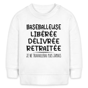 Baseballeuse célèbre sa retraite avec humour cadea - Sweat bébé bio Stanley/Stella - blanc - Devant