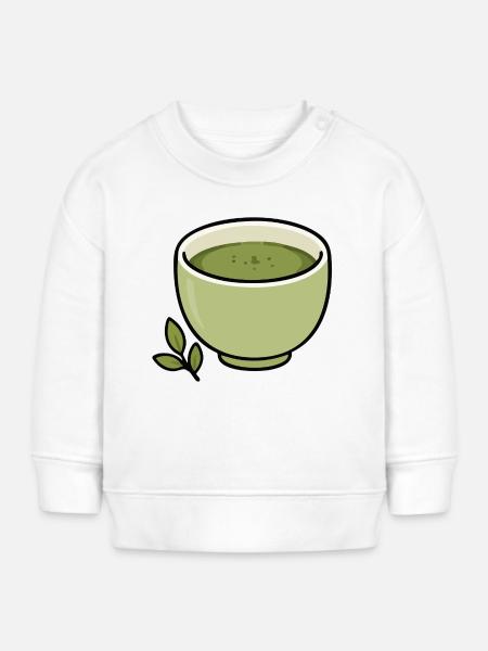 Minimalistische Matcha-Teetassen-Illustration - Baby Organic Sweatshirt Baby Changer von Stanley/Stella - Weiß