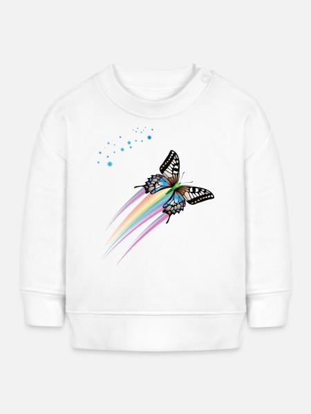 Schmetterling mit Regenbogenfarben - Baby Organic Sweatshirt Baby Changer von Stanley/Stella - Weiß