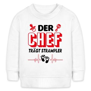 Der Chef trägt Strampler Babysprüche lustig - Baby Organic Sweatshirt Baby Changer von Stanley/Stella - Weiß - Vorne