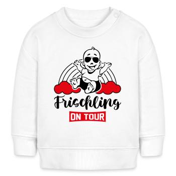 Frischling On Tour Regenbogen Babysprüche - Baby Organic Sweatshirt Baby Changer von Stanley/Stella - Weiß - Vorne