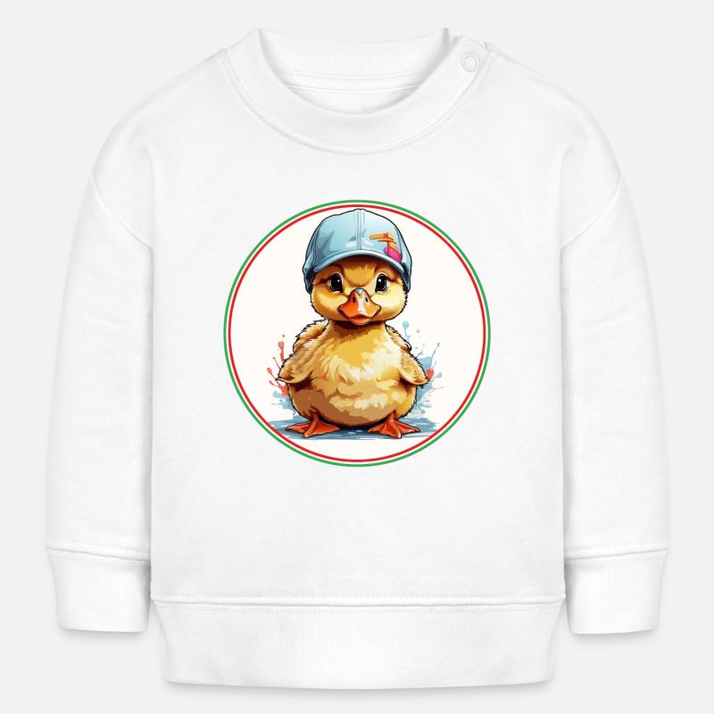 Mignon caneton coquin avec casquette - Sweat bébé bio Stanley/Stella - blanc