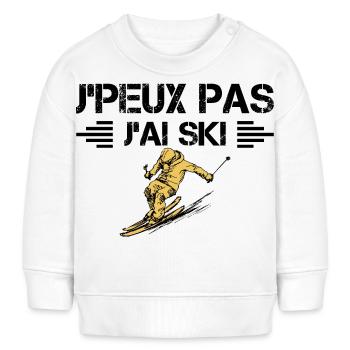 j'peux pas j'ai ski bleu - Sweat bébé bio Stanley/Stella - blanc - Devant