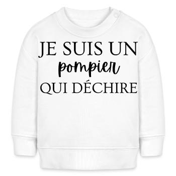 Ich bin ein Feuerwehrmann, der rockt - Baby Organic Sweatshirt Baby Changer von Stanley/Stella - Weiß - Vorne