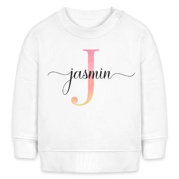J | Monogram | Name | Jasmin |Watercolor - Baby Sweatshirt by Stanley/Stella - white - Front