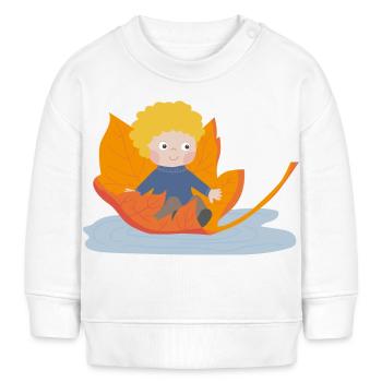 Enfant naviguant sur une feuille - Sweat bébé bio Stanley/Stella - blanc - Devant