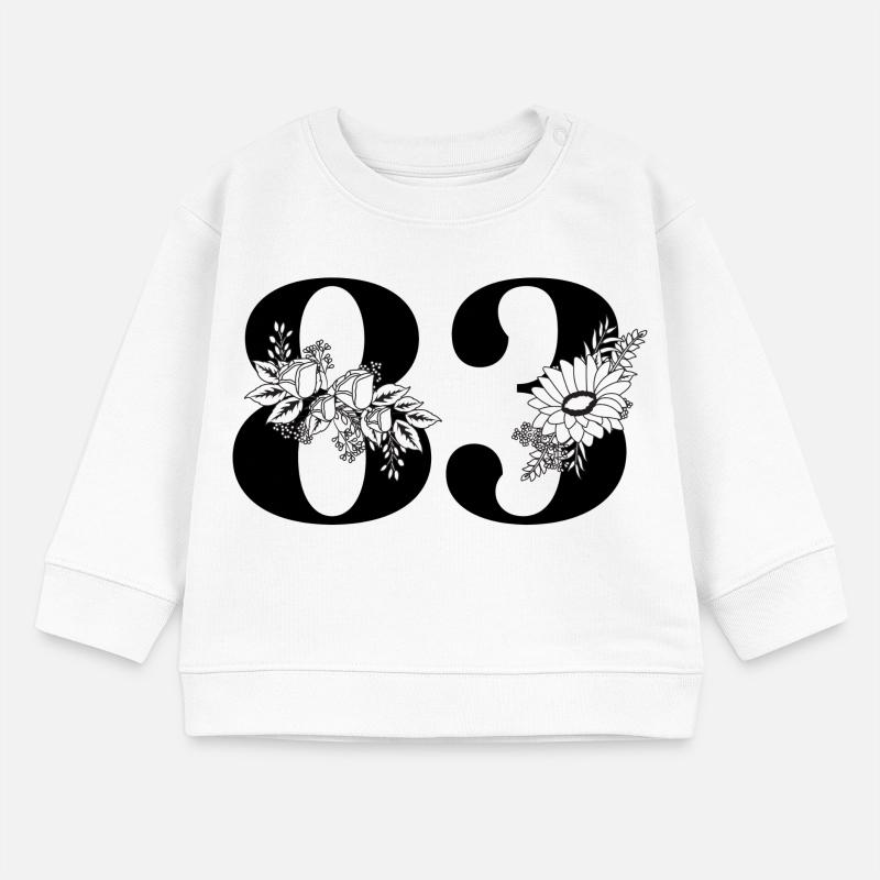 Nummer 83 Schwarze Blumen - 83. Blumengeburtstag Baby Organic Sweatshirt Baby Changer von Stanley/Stella