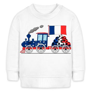 Frankreich Flagge Fußball Eisenbahn - Sweat bébé bio Stanley/Stella - blanc - Devant