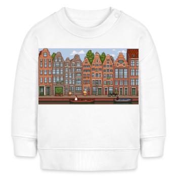 Centre-ville d’Amsterdam - Pixel Art - Sweat bébé bio Stanley/Stella - blanc - Devant