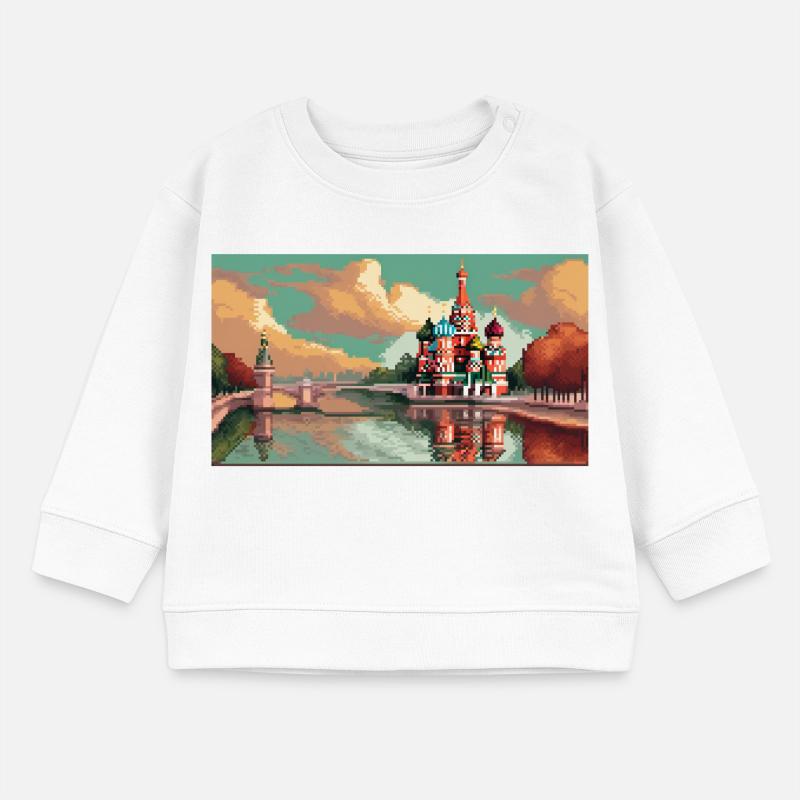 Cathédrale Saint-Basile, Moscou, Russie - Pixel Art Sweat bébé bio Stanley/Stella