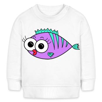 Fisch Lila - Baby Organic Sweatshirt Baby Changer von Stanley/Stella - Weiß - Vorne