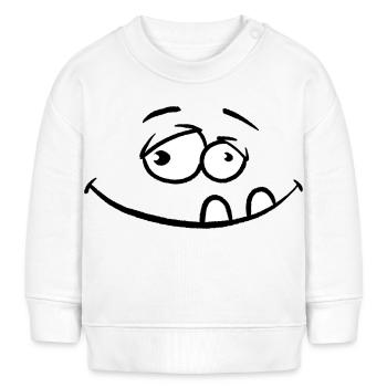 Lustiges Cartoon-Gesicht Zufrieden - Baby Organic Sweatshirt Baby Changer von Stanley/Stella - Weiß - Vorne