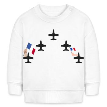 Flugzeuge der Patrouille de France mit französischer Flagge - Baby Organic Sweatshirt Baby Changer von Stanley/Stella - Weiß - Vorne